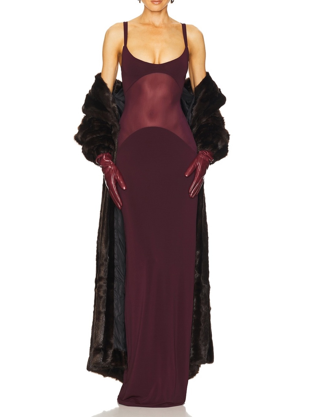 Helsa Sheer Knit Curve Maxi Dress